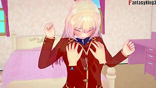 hey, honami ichinose gives epic blowjob and footwork in 3d anime