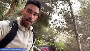 Perfect Fitness Man Squats Naked with Cock in Public