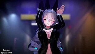 Bronya in hentai anime series with big tits and groping