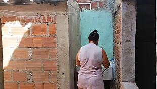 My stepsister bathed at my place and asked for help, ending with fucking her big ass