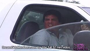 hot blonde rides topless in convertible flashing natural tits outdoor nude amateurs dream girl car