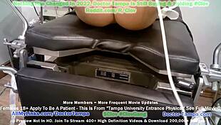 الدكتور تامبا يذل جاسمين روز في فحص نسائي في جامعة تامبا، الممرضة ستايسي شيبرد تساعد الطالبة الجديدة