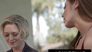 i'm dee williams, guiding curious tenant spencer bradley to lick my shaved pussy for big orgasm