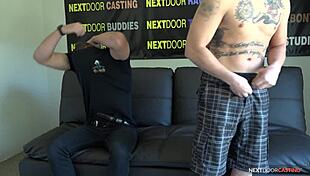 Straight amateurs try first gay blowjob at audition, says nextdoorstudios