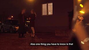 Waitress on Break Picks Up Guy for Rough Van Sex with Blowjob and Cowgirl Riding