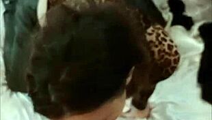 The french amateur in black leather pants, multi-colored thong, and satin shirt bent over for rimming, doggystyle, and ass to mouth.