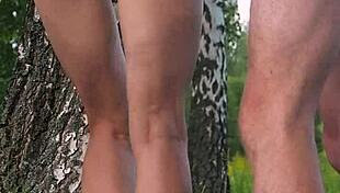 public anal with a perfect body slut in outdoor homemade setting with cumshot and anal creampie