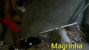 In the abandoned favela house, the skinny teen entered the big dick until he came, surrounded by anal and cumshot action.