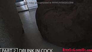 Stepbro jizzes teen with monster cock in interracial POV