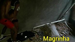 In the abandoned favela house, the skinny teen entered the big dick until he came, surrounded by anal and cumshot action.