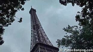 extreme public threesome at eiffel tower paris!