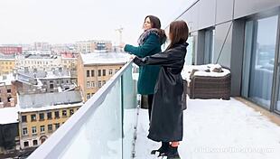 18yo lesbians sirena and lana rose go from selfie to wild climax