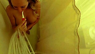 Blonde pornstar brett rossi pleasures herself in shower, moaning with ecstasy