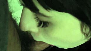 Dark Haired Pale Babe DEEPTHROATS Dick - Trueamateur