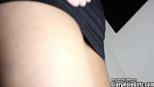 pigtail beauty kitty sucking cocks in gloryhole