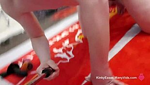 Pegging With Huge Comanche Warhorse Dildo In Chastity