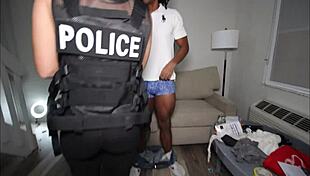 Yo, Check These White Girl Cops in Uniform With Big Tits Screaming During Rough FFM Action. Thunder Bay Officer Gets Creampied Hard!