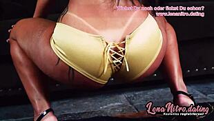 Tanned brunette pounded