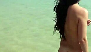 Hot PAWG Cassie with big ass strips naked on paradise beach