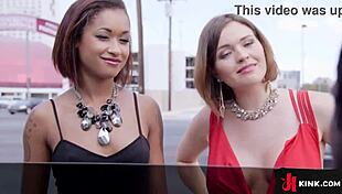 Two hot hookers bound and fucked on Vegas road