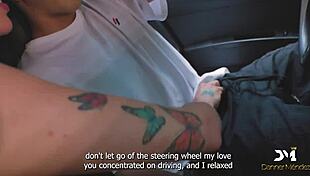 Nymphomaniac fucks lover and mechanic in public outdoor spot.