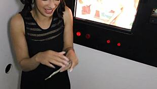 pigtail beauty kitty sucking cocks in gloryhole