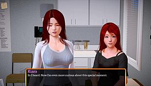 brunette and redhead hentai sisters explore erotic family game with small tits amateurs in anime cartoon