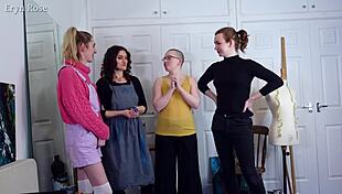 Behind the scenes with blank canvas and turned to stone