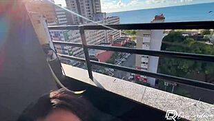 Latina Neighbor Rides Cock On Porch With Gaping Pussy