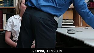 Naughty shoplifter Alyssa Cole caught groping in office