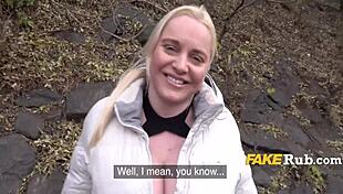 Convinced amateur girl on street with massive tits to fuck me for cash.