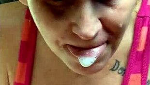 fl sw couple spitting cum in public car blowjob