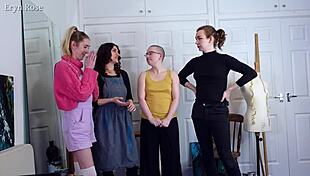 Behind the scenes with blank canvas and turned to stone