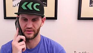 Riley's stuffing chesty Nina Kayy's mouth with his big large cock, deepthroat style!