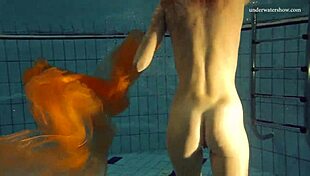 I watch Nastya strip naked and reveal her tight pussy in the pool