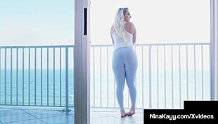 Nina Kayy with thick thighs bends over to milk that big black cock. She gets her cum reward! 😈