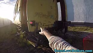 Newbie teen 18+ gets intensely fucked in public outdoor blowjob and facial