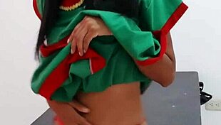 i celebrated christmas in my sexy costume, stripping and dancing on the desk.