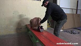 bound submissive shakes with anticipation!