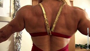 muscle girl night out with big tits and blonde hair