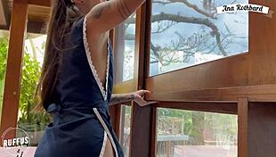 Anarothbardreal seduces her boss with toys, fingering her big clit and wet latina pussy, riding dildo passionately