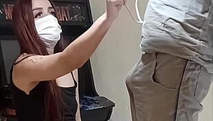 Computer technician surprised by naughty wife outdoors.