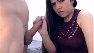 cam girl balances vibrator use while deepthroating huge cock