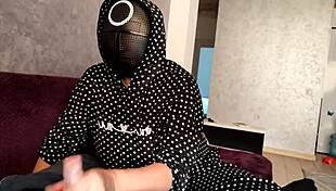 yo, squid game jerk off got cum on my tits