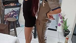 Computer technician surprised by naughty wife outdoors.