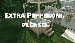 Extra pepperoni please, she licks my pussy to orgasm outdoors.