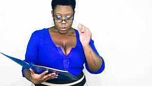 an ebony bbw at work sucks sloppy cock and gets cumshot on her big ass.