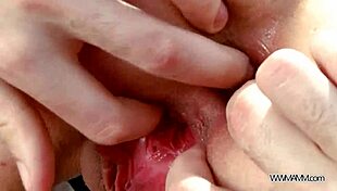 busty brunette slut fucks ass with stranger in public