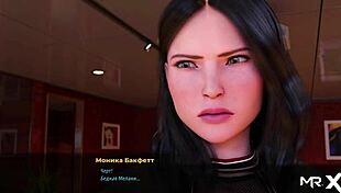 Girl reveals breasts in red suit during fashion business game