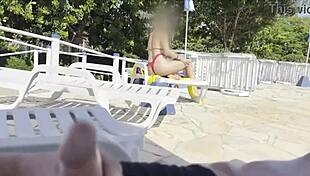 she spotted me jerking off and helped me cum by the public pool 😏💦